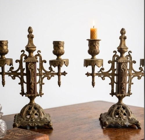 Coppia candelabri antichi - coppia, 2
