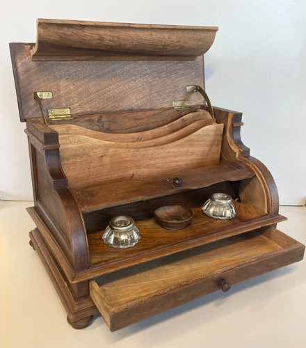 Antico calamaio legno noce - legno,