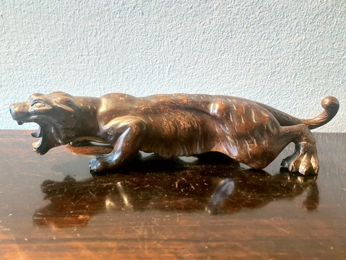 Scultura antica tigre - , legno