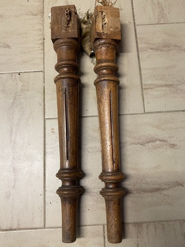 Coppia gambe legno vintage - legno,