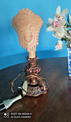 Lampada antica legno dorato - lampada,